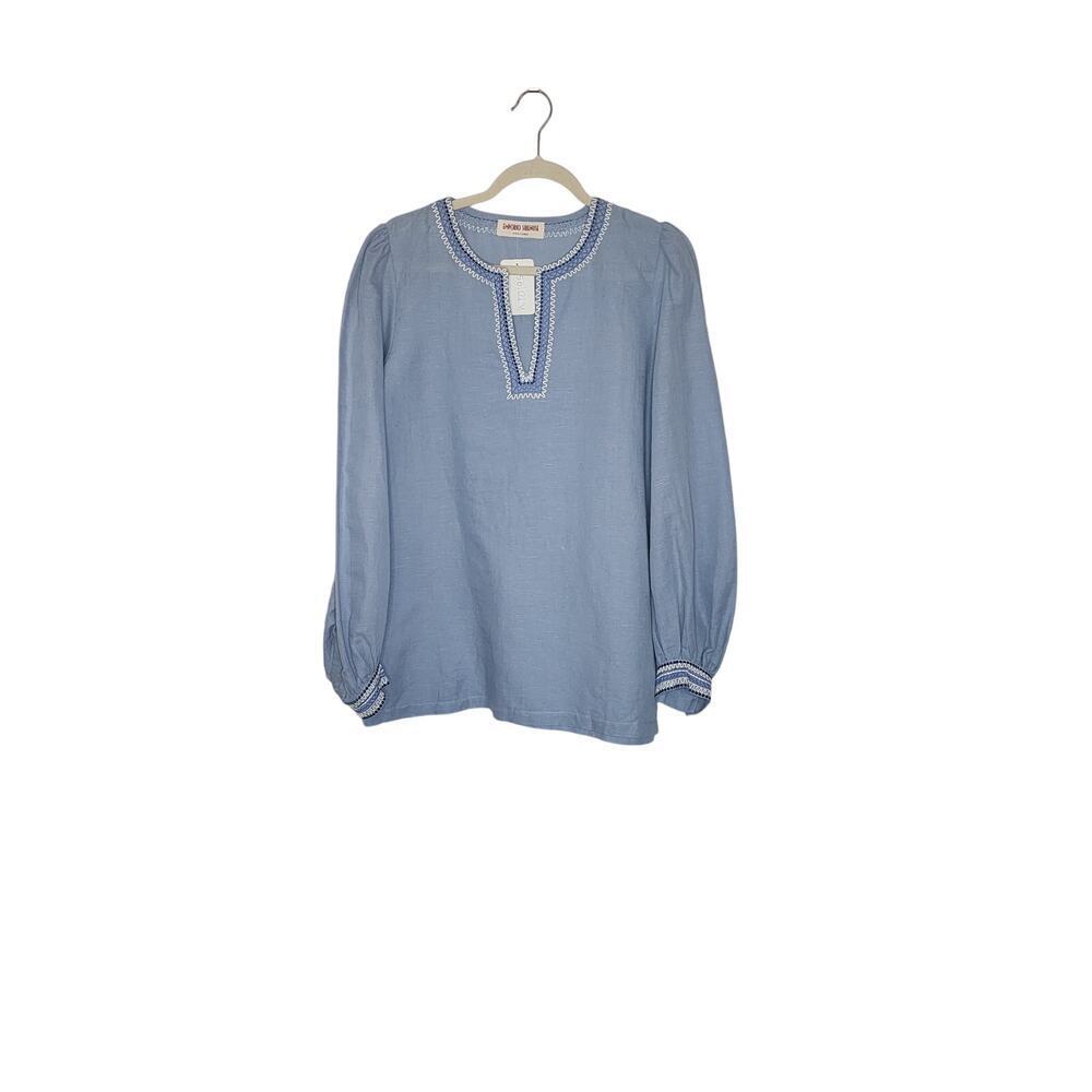 Emporio Sirenuse Positano Vera Embroidered Blouse In Blue NWOT Sz US 8/ IT 44 - Picture 7 of 16